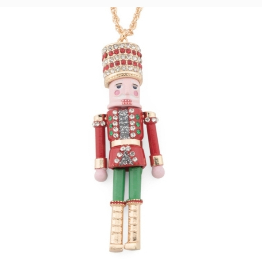 Betsey Johnson Christmas Nutcracker Necklace BNWT Red Green